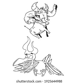 Two animalistic funny characters. Childrens illustration