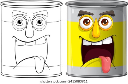 Two animated cans showing different joyful expressions.