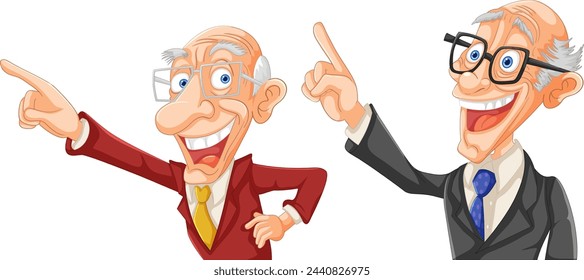 Two animated elderly men gesturing with enthusiasm