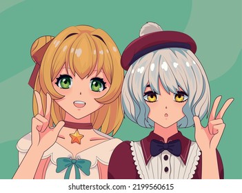 two anime girls avatar design