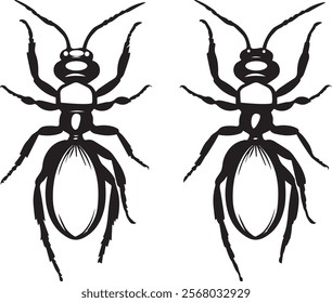 Two Ant Silhouette Vector With White Background Vol - 3 ,silhouette of insect ant ,Ant flat sign black