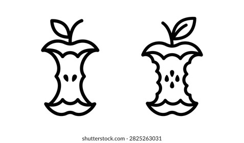 Two apple core silhouettes with leaf and seed details on a white background