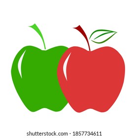 Two apple with different colors. The colors are green and red