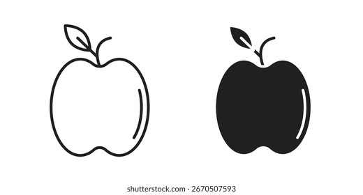 Two apple icons: one line art, one solid black. Simple, clean design, isolated on white.