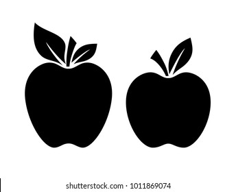 Two apple silhouette vector illustration isolated on white background