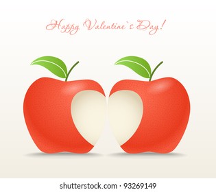 Two apples with abstract heart