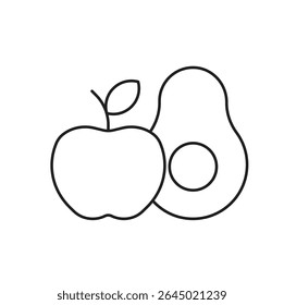 Icono de línea editable de dos manzanas