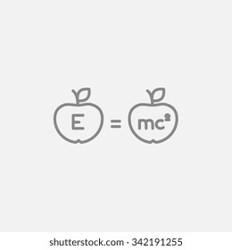 Two apples with formulae line icon for web, mobile and infographics. Vector dark grey icon isolated on light grey background.