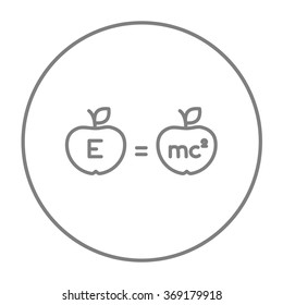 Two apples with formulae line icon.