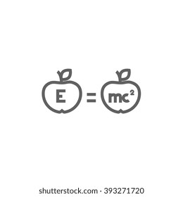 Two apples with formulae line icon.