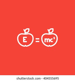 Two apples with formulae line icon.