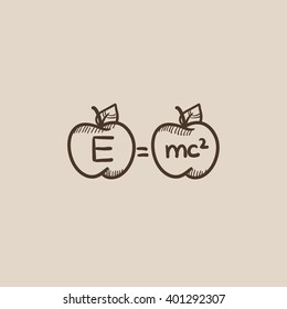 Two apples with formulae sketch icon.