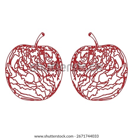 two Apples Hand Drawn vocter color background