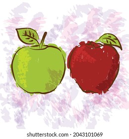 two apples painting illustration. vector
