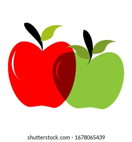 Two apples red and green in vector