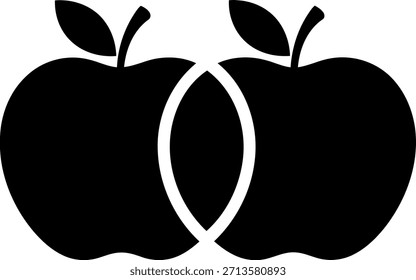 Two Apples Symbolizing Unity and Connection in Black and White