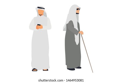 Two Arab men isolated on white background - Vector