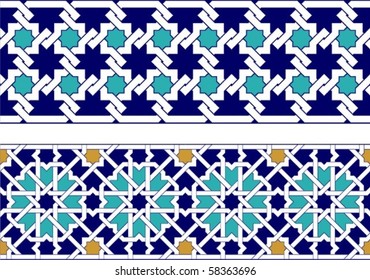Two Arabic geometric ornamental border