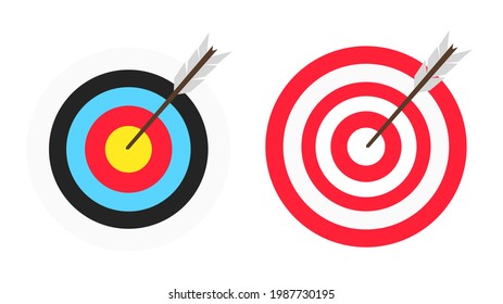 Two archery targets Colorful model with red white and arrows.isolated on white background ,Vector illustration EPS 10