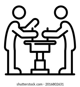 Two arm wrestle icon. Outline two arm wrestle vector icon for web design isolated on white background