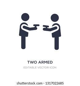 two armed gangsters pointing each other with their arms icon on white background. Simple element illustration from People concept.