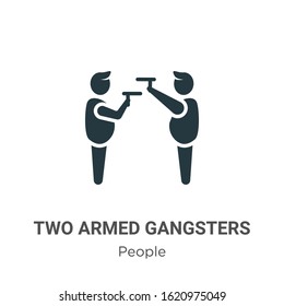 Two armed gangsters pointing each other with their arms glyph icon vector on white background. Flat vector two armed gangsters pointing each other with their arms icon symbol sign from modern people 