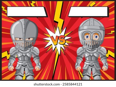 Two armored knights face off dramatically