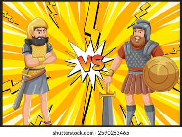 Two armored warriors face off in combat