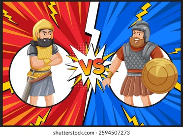 Two armored warriors face off in combat