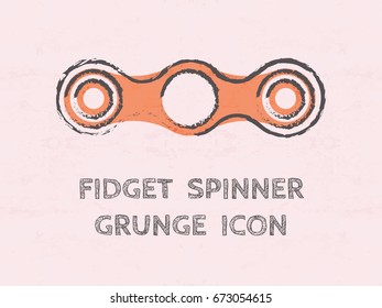 Two arms colored grunge fidget hand spinner monochrome icon. Toy for stress relief and improvement of attention span. Design element for banner, poster, t-shirt, sticker, flyer. Vector illustration.