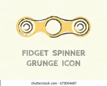 Two arms colored grunge fidget hand spinner monochrome icon. Toy for stress relief and improvement of attention span. Design element for banner, poster, t-shirt, sticker, flyer. Vector illustration.