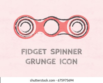 Two arms colored grunge fidget hand spinner monochrome icon. Toy for stress relief and improvement of attention span. Design element for banner, poster, t-shirt, sticker, flyer. Vector illustration.