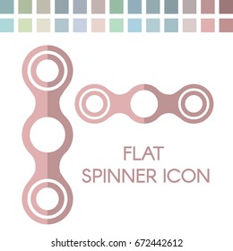 Two arms fidget hand spinner icon with the ability to change colors in flat style. Toy for stress relief and improvement of attention span. Design element for banner, poster. Vector illustration.