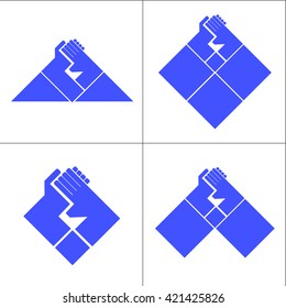 Two arms, handshake icon, transaction, business deal, partnership, blue
