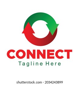 two arrow circle connect logo vector design