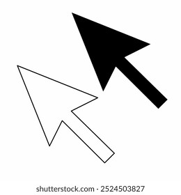 two arrow cursors pointing to the right. One has a white border, and the other has a solid black line. Both are placed diagonally on a white background.