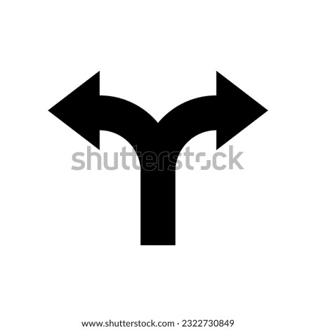 Two arrow double direction option way. Fork path two pathway multi traffic traffic icon