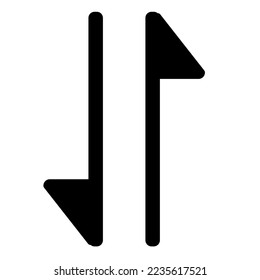 two arrow up and down vector icon isolated on white background, vector illustration 