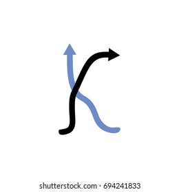 two arrow up form letter k abstract design logo vector
