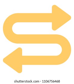 
Two arrow heads with turning points, flat icon design
