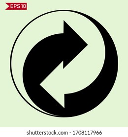 zwei Pfeilsymbole in einem Kreis. Symbol wiederverwenden.
