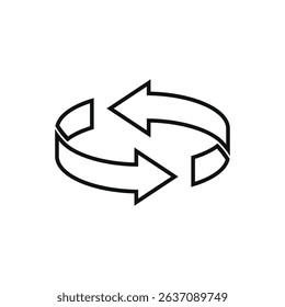 Two arrow outline spin icon template. Recycle round, circle refresh or restart, thin line symbol on white background
