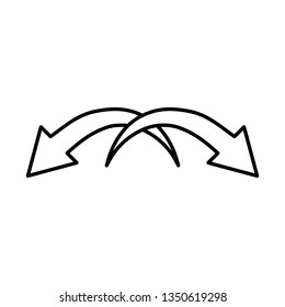 Two arrow pointer black web icon flat on white background vector
