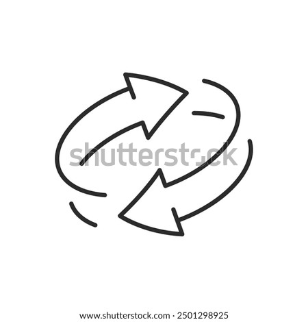 Two arrow recycle round icon. line refresh or restart editable vector illustration.