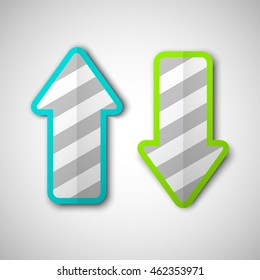 Two arrow with rounded corners. 2 direction up and down banner shape. Trend form