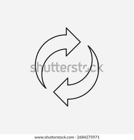 Two Arrow Spin Icon. Circular Recycle, Refresh, or Restart Symbol, Thin Line Editable Stroke Vector..eps