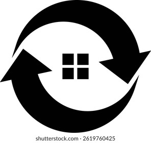 Icono de giro de dos flechas con ventanas de inicio, recicla redondo, refresco circular o Reiniciar, logotipo de actualización de letra P, logotipo de flecha de letra P, logotipo de flecha de letra O con Vector	