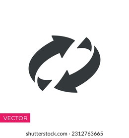 two arrow spin icon, recycle round, circle refresh or restart - icon vector