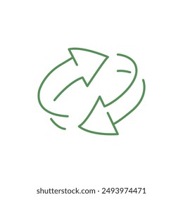 two arrow spin icon, recycle round, circle refresh or restart, thin line symbol on white background - editable stroke vector illustration eps10