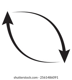 Two arrow spin icon, recycle round, circle refresh or restart. Dual Arrow. Double side arrow icon . 